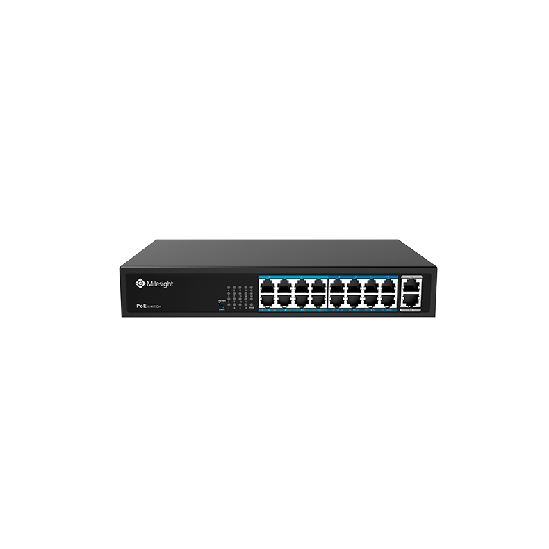 Milesight PoE switch, 16 x PoE, 2 x gigabit uplink, 200w