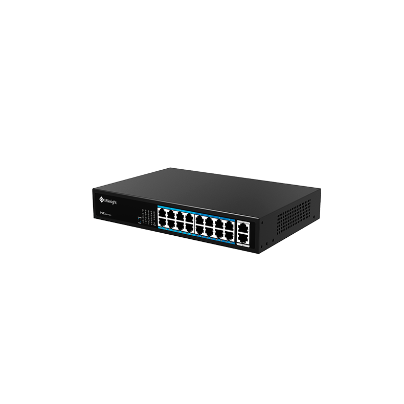 Milesight PoE switch, 16 x PoE, 2 x gigabit uplink, 200w