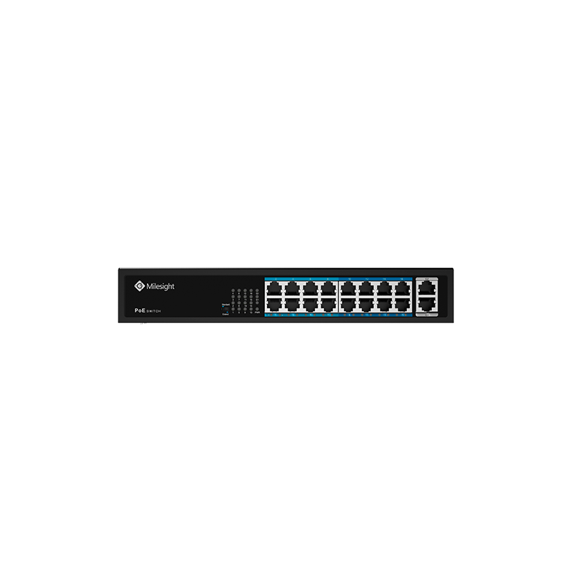 Milesight PoE switch, 16 x PoE, 2 x gigabit uplink, 200w