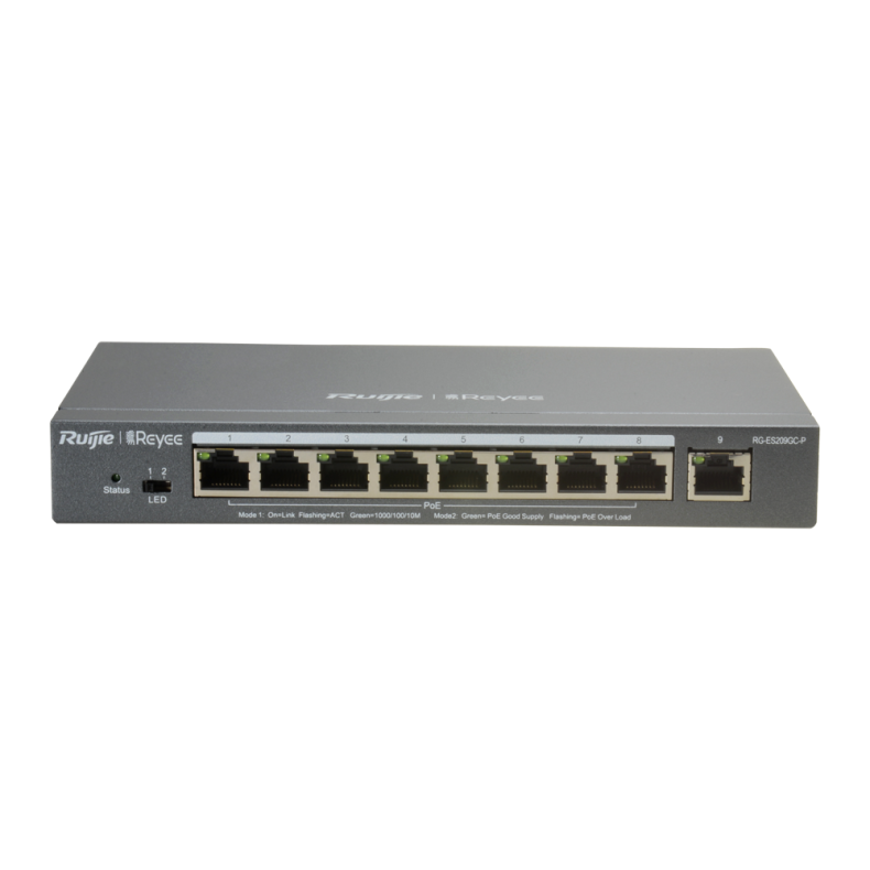 Reyee PoE 8+1 CH Switch med cloud, 120W PoE, 10/100/1000