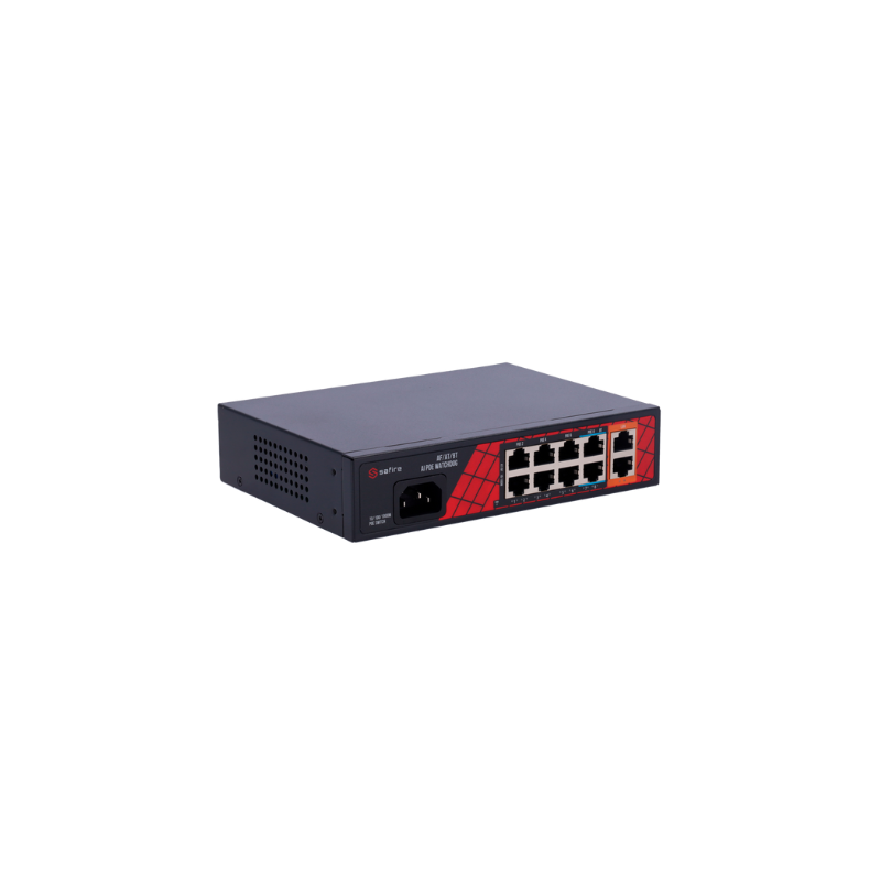 Safire PoE Switch 120W, 6x 30W PoE (100Mbps) &amp; 2x 60W PoE (100Mbps) &amp; 2x Uplink (1000Mbps), WatchDog