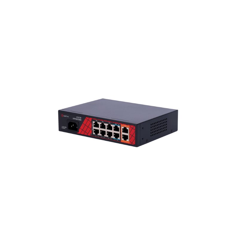 Safire PoE Switch 120W, 6x 30W PoE (100Mbps) &amp; 2x 60W PoE (100Mbps) &amp; 2x Uplink (1000Mbps), WatchDog