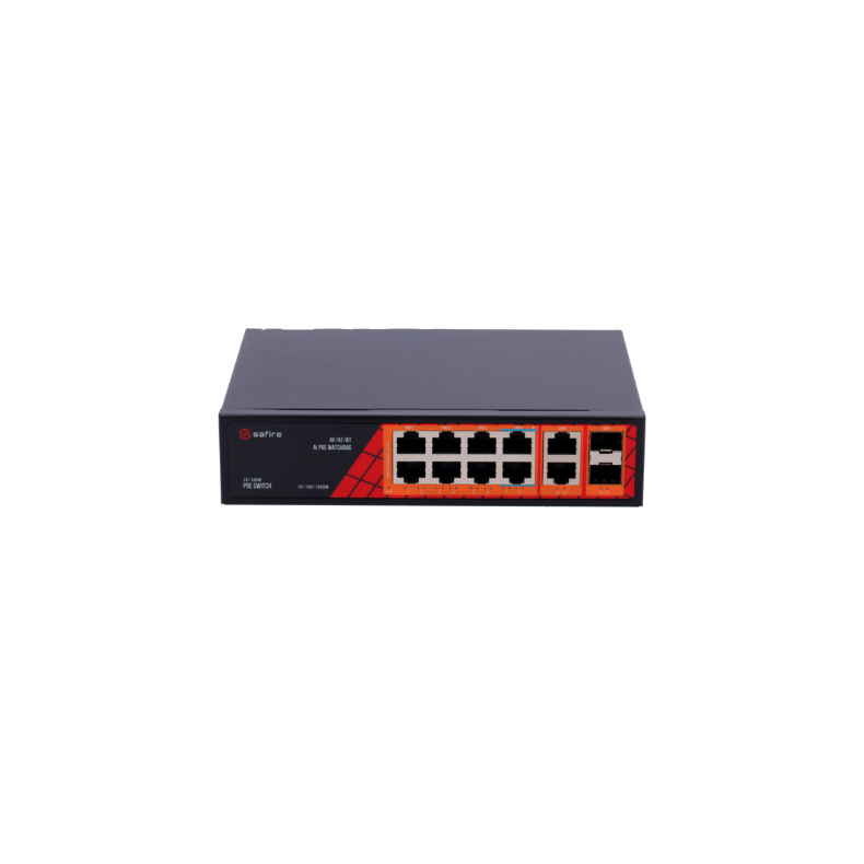 Safire PoE gigabit Switch 120W, 6x 30W PoE &amp; 2x 60W PoE &amp; 2x SFP Link &amp; 2x Uplink, PoE WatchDog