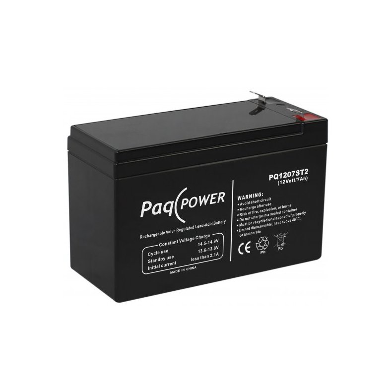 12V/7Ah PaqPOWER VRLA battery 5 years Superior