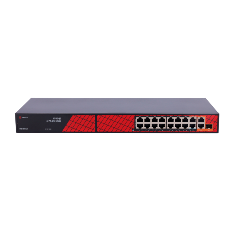 Safire PoE Switch 300W, 14x 30W PoE &amp; 2x 60W Gigabit PoE &amp; 2x Gigabit Uplink, WatchDog