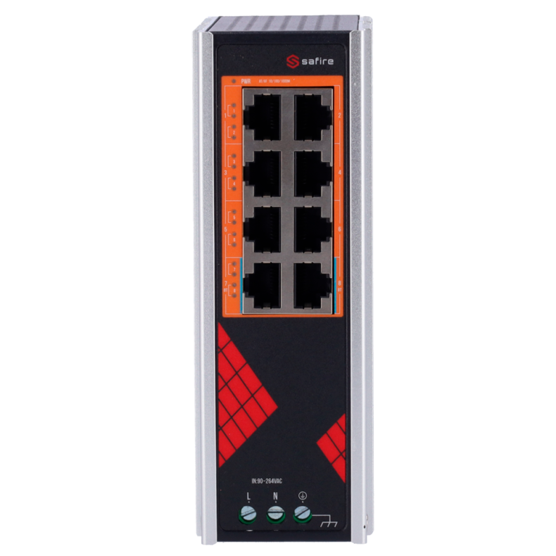 Safire PoE Switch 130W, 6x 30W PoE+ (1000Mbps) &amp; 2x 60W HiPoE (1000Mbps), WatchDog, DIN