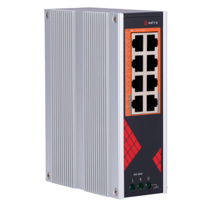 Safire PoE Switch 130W, 6x 30W PoE+ (1000Mbps) &amp; 2x 60W HiPoE (1000Mbps), WatchDog, DIN