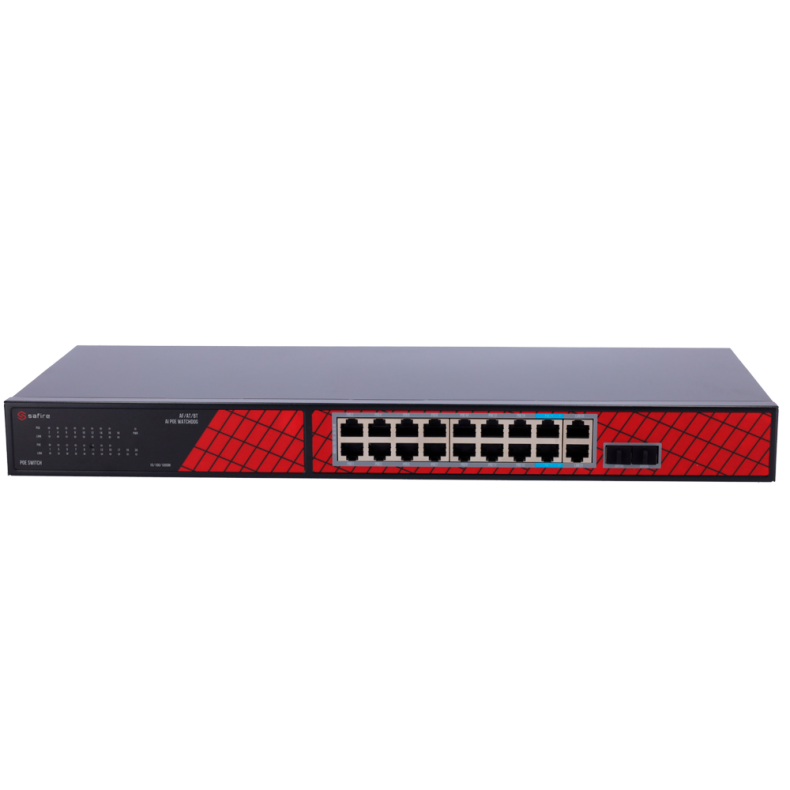  Safire PoE Switch Gigabit 240W, 14x 30W PoE+ &amp; 2x 60W PoE &amp; 2x Uplink &amp; 2x SFP, WatchDog