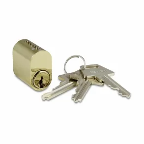 Oval cylinder i poleret messing m/ 3 n�gler, 6-stift VT