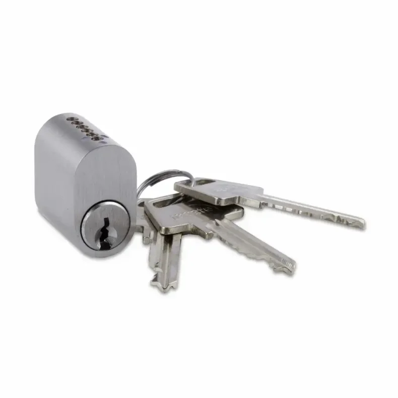 Oval cylinder med 3 n�gler, 6-stift VT, rustfrit st�l