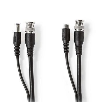 Kabel videoovervågning BNC og strømstik