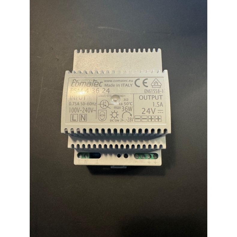 JUNG Strmforsyning til DIN skinne montage. 24V DC 1,5 A 